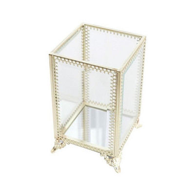 Pitsist kosmeetikavahendaja hoiukarbi ümbris, kaaneta Lihtne vintage meigipintsel, hoiutoru meigitööriist, klaasist hoiukarp