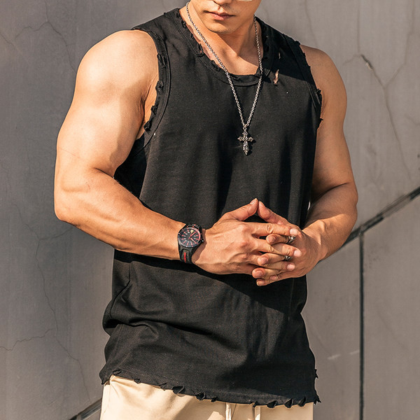 Κλασικό μοντέλο ανδρικό αμάνικο  με οβάλ λαιμόκοψη