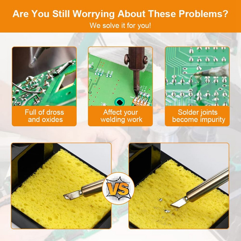 50 PCS Гъба за запояване Гъба за почистване на поялник 50 X 35 mm Топлоустойчива гъба за запояване за дома на автомобила