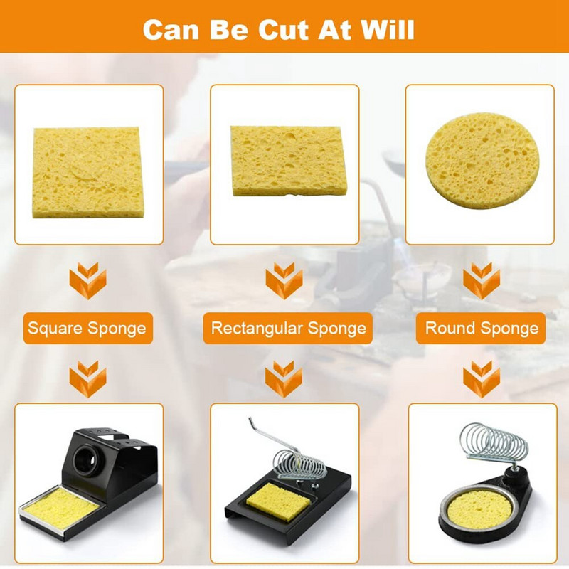 50 PCS Гъба за запояване Гъба за почистване на поялник 50 X 35 mm Топлоустойчива гъба за запояване за дома на автомобила