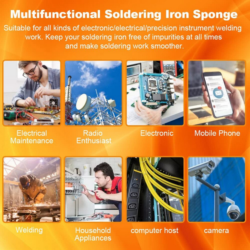 50 PCS Гъба за запояване Гъба за почистване на поялник 50 X 35 mm Топлоустойчива гъба за запояване за дома на автомобила