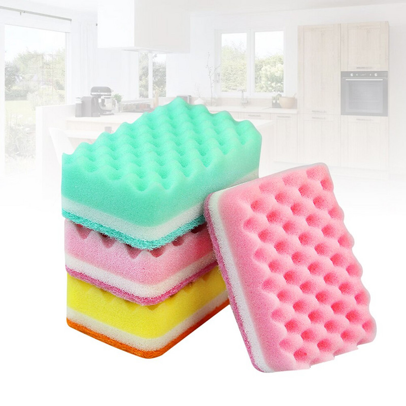 10 tk Suure tihedusega väikese lainega mitmeotstarbelised puhastuskäsnad, mitte kriimustavad käsnad, nõudepesukäsnad, kasutamiseks köögis, vannitoas