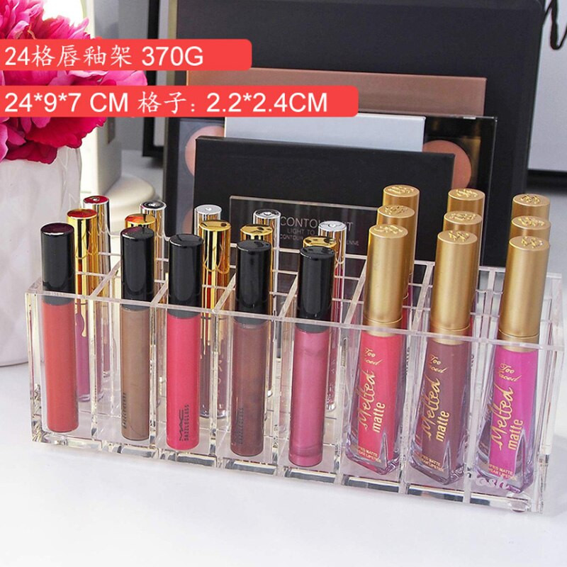 FANSHU Acrylic 24 Grid Organizer Εργαλεία Μακιγιάζ Θήκη Καλλυντικών Κουτί αποθήκευσης Κραγιόν Οθόνη Αξεσουάρ θήκη αποθήκευσης κοσμημάτων