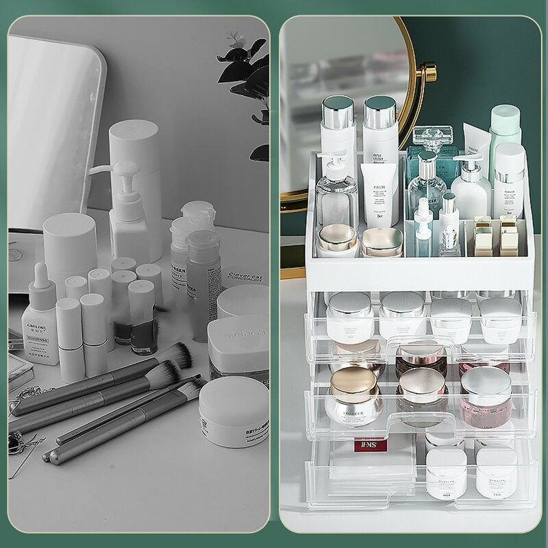 Organizator de machiaj Cutie de depozitare cosmetice de mare capacitate Container de bijuterii pentru mască facială cu sertar Organizator de articole diverse de birou de birou