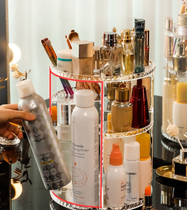 Organizator rotativ de machiaj Suport perie de machiaj Cutie de depozitare pentru bijuterii cosmetice pentru îngrijirea pielii Organizator de vanitate Raft de organizare pentru baie