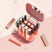 Praktiline huulepulgakarp Ruudukujulise huulepulga hoiukarp Sisseehitatud meigipeegel naiste huuleglasuuri ümbrise hoidik tolmukindel