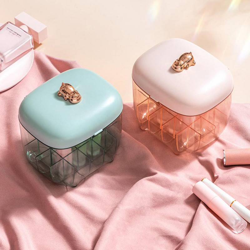 Praktiline huulepulgakarp Ruudukujulise huulepulga hoiukarp Sisseehitatud meigipeegel naiste huuleglasuuri ümbrise hoidik tolmukindel