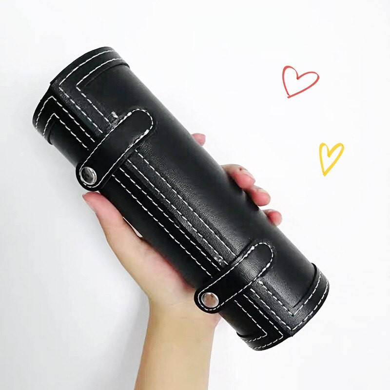 Must nahast meigipintsli kott Kulmupliiatsi hoidja Silmapliiatsi hoiukarp, kaasaskantav koos Mirror Professionaalse meigipintsli ämbriga