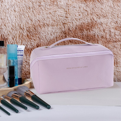 Τσάντα μακιγιάζ μεγάλης χωρητικότητας Δερμάτινη τσάντα καλλυντικών Γυναικεία τσάντα υγιεινής πολλαπλών χρήσεων Organizer Φορητή αδιάβροχη θήκη αποθήκευσης ταξιδιού
