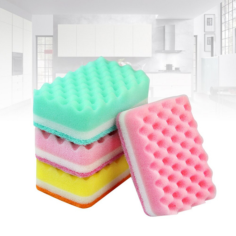 10 buc Burete de curățare multifuncțional cu undă mică de înaltă densitate Burete fără zgârieturi Bureți pentru spălat vase, folosiți pentru bucătărie, baie