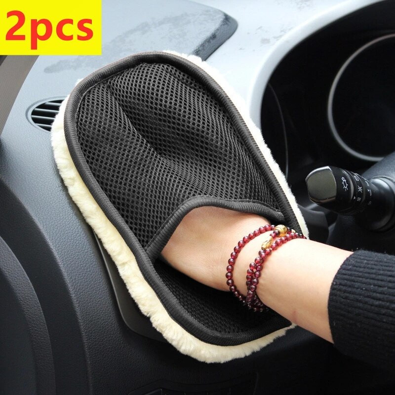 2 kom vunene rukavice za pranje automobila Rukavice za čišćenje automobila od mikrovlakana od zgušnjavanja meke vune Njega perilice za motocikle Stil automobila