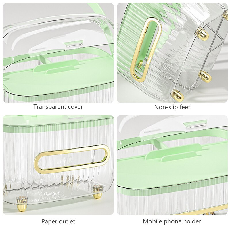 TissueCosmetic Storage BoxElutuba Diivanilaud Restoran Kerge Luksus Multifunktsionaalne Meigikorraldaja Nahahooldushoidla Dra