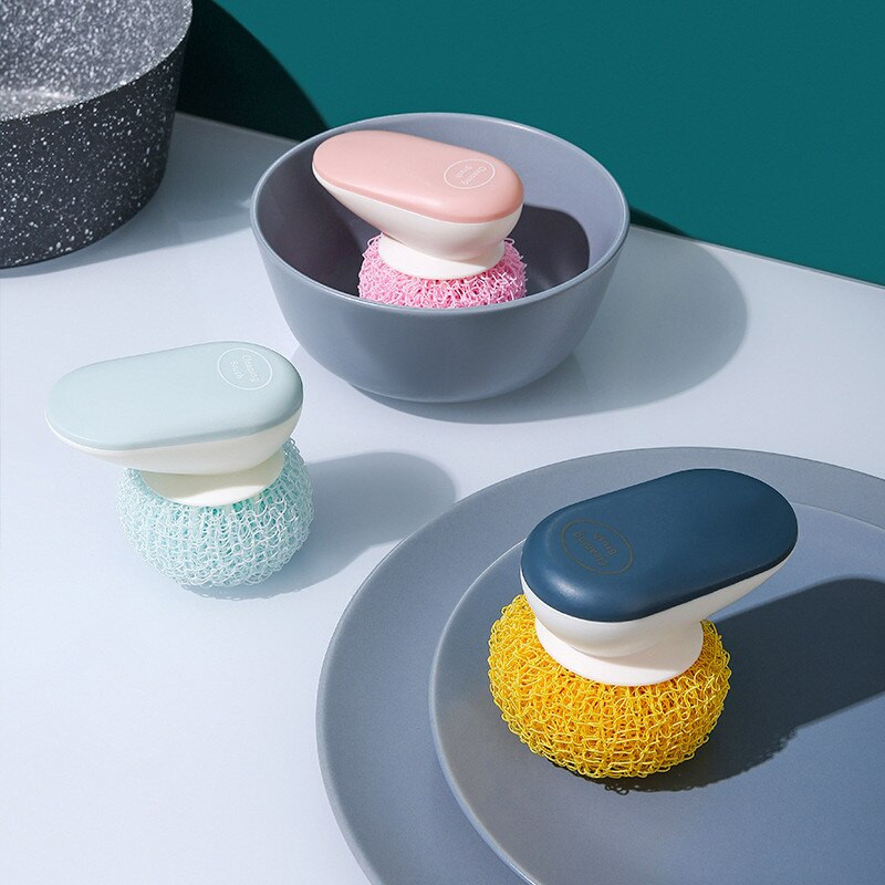 Βούρτσα πλυσίματος πιάτων με μπάλα Nano Cleaning με λαβή Αντικαθιστώμενη κεφαλή βούρτσας Υλικό νάιλον που δεν βλάπτει Κατσαρόλα Εργαλεία καθαρισμού κουζίνας σπιτιού