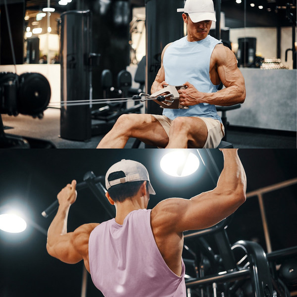 Jednobojna muška majica bez rukava s ovalnim izrezom