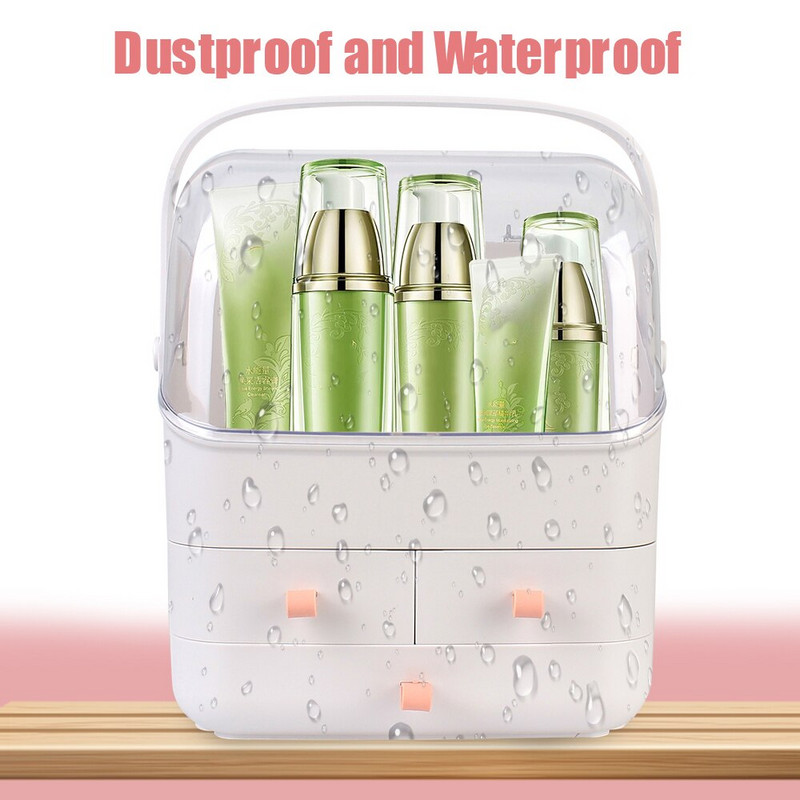 Πλαστικό κουτί αποθήκευσης καλλυντικών Skincare κοσμηματοθήκη Αδιάβροχη και αδιάβροχη στη σκόνη Δοχείο οικιακής αποθήκευσης Organizer μακιγιάζ Διαφανές