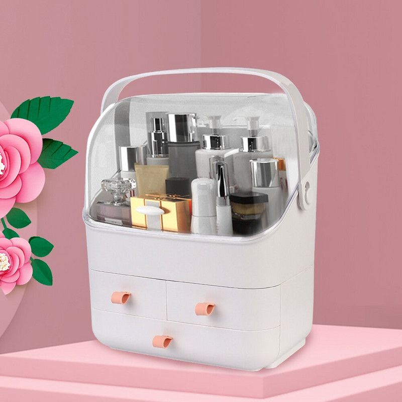 Πλαστικό κουτί αποθήκευσης καλλυντικών Skincare κοσμηματοθήκη Αδιάβροχη και αδιάβροχη στη σκόνη Δοχείο οικιακής αποθήκευσης Organizer μακιγιάζ Διαφανές