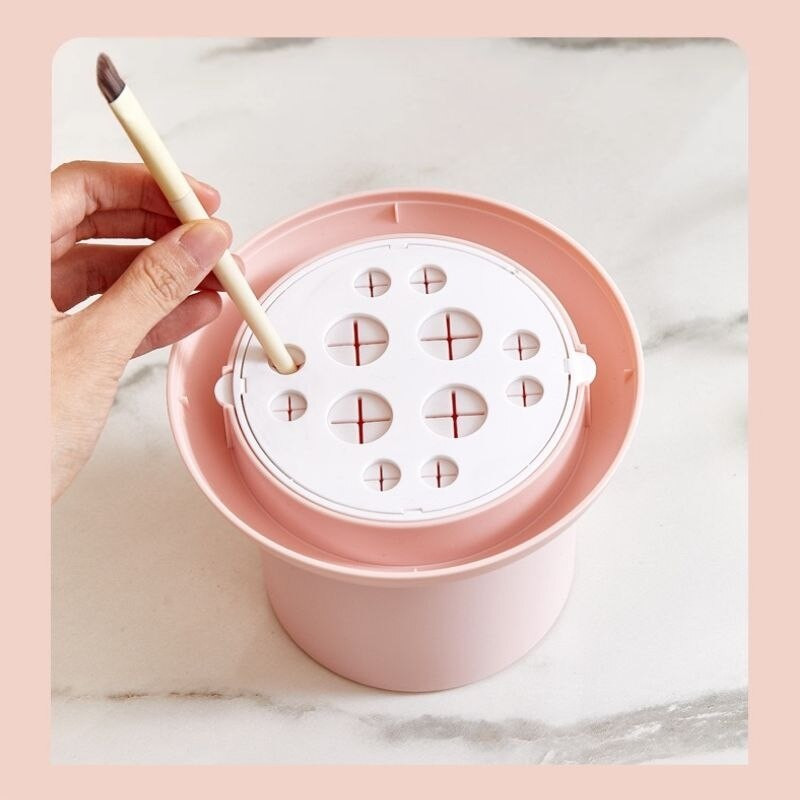 Πινέλο μακιγιάζ Κουτί αποθήκευσης Καλλυντική βάση Βούρτσα βάσης Βουρτσάκι με μολύβι φρυδιών με κάλυμμα για τη σκόνη