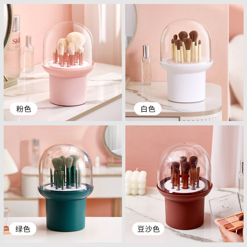 Πινέλο μακιγιάζ Κουτί αποθήκευσης Καλλυντική βάση Βούρτσα βάσης Βουρτσάκι με μολύβι φρυδιών με κάλυμμα για τη σκόνη