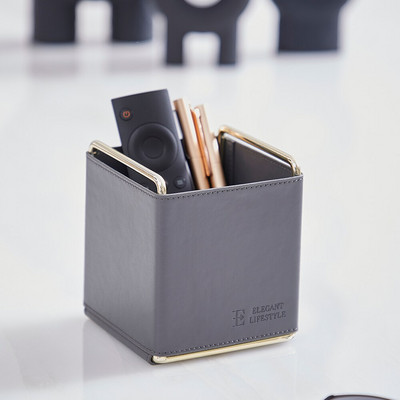 Metal și piele PU Organizator multifuncțional pentru pensule de machiaj Cutie de depozitare articole diverse Vitrine pentru cosmetice Cutie organizatoare de machiaj