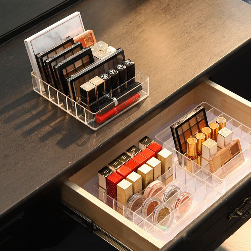 Silmapliiats Tray meigikorraldaja sahtlile Korea huulepulk puuder põsepuna Rack lauaplaat läbipaistev hoiukarp Plastikust meigikarp