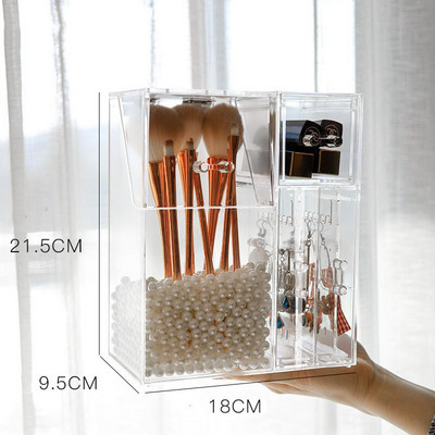 Πολυλειτουργικά πινέλα επιτραπέζιου μακιγιάζ Θήκη για στέγνωμα Pearl Πινέλο μακιγιάζ Κάδος Διαφανής οργάνωση κουτιού αποθήκευσης για καλλυντικά