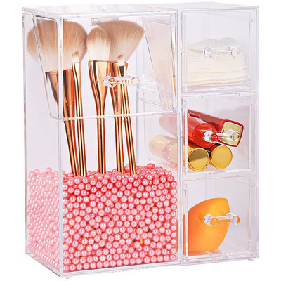 Πολυλειτουργικά πινέλα επιτραπέζιου μακιγιάζ Θήκη για στέγνωμα Pearl Πινέλο μακιγιάζ Κάδος Διαφανής οργάνωση κουτιού αποθήκευσης για καλλυντικά