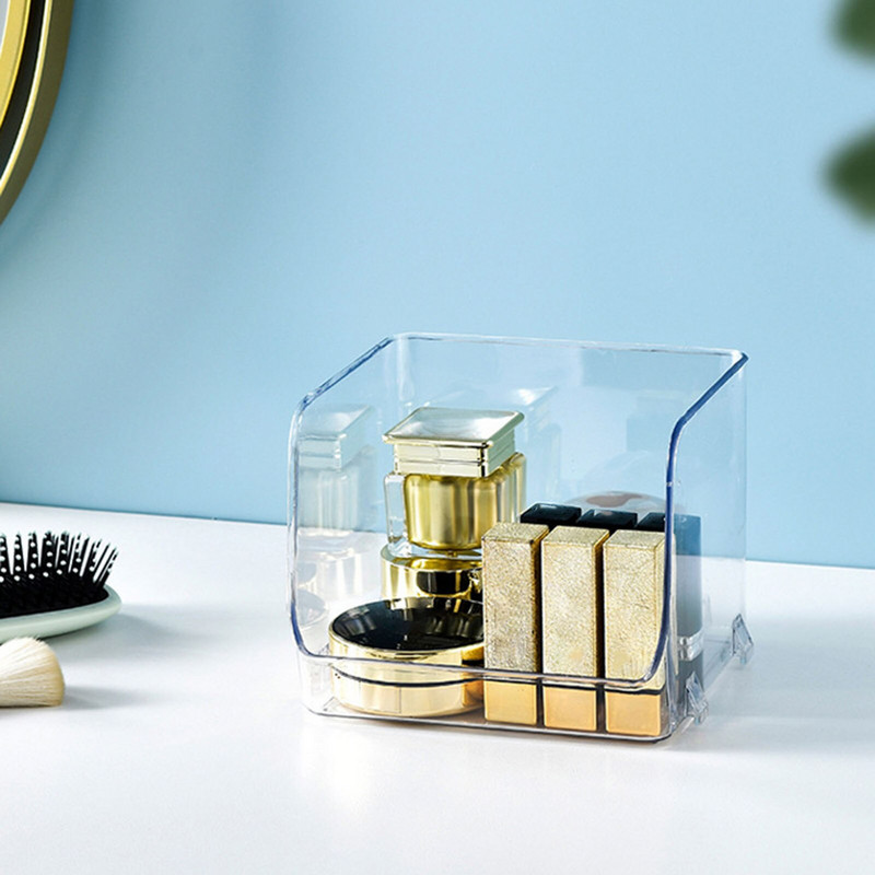 2 tk plastikust meigivahendaja mitmeotstarbelised suure mahutavusega salved ruumi säästvate tarvikute jaoks lauaarvuti kosmeetikakarp