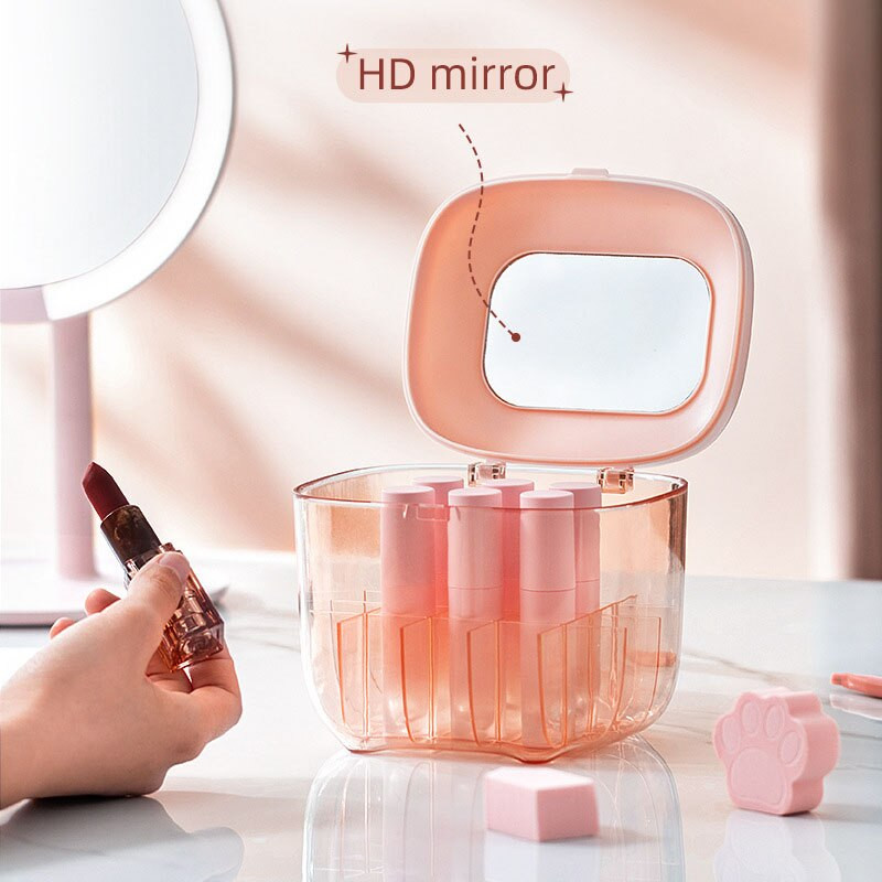 Κραγιόν Βάση Θήκη Μακιγιάζ Organizer με Mirror Organizer Βάση βάσης οθόνης κραγιόν Κουτί αποθήκευσης καλλυντικών κοσμημάτων 20 πλέγματα