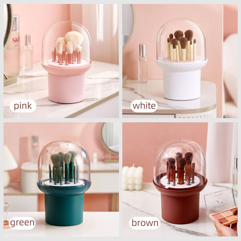 12 auguga meigipintslihoidja karp ümmargune vahend tolmukindel värvimispintsli alus kosmeetikatoodete kuivatamiseks kaanega pliiatsihoidja