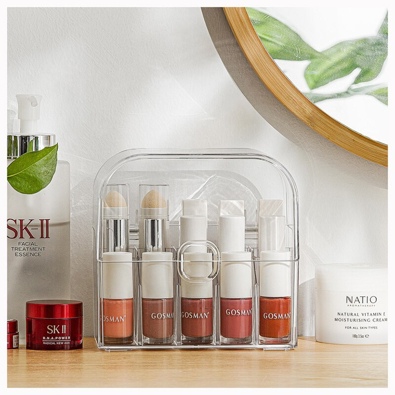 Ruj cosmetice cutie de depozitare desktop Nachuan 15 grilă din plastic transparent cu capac de praf instrument de machiaj cutie de finisare baie