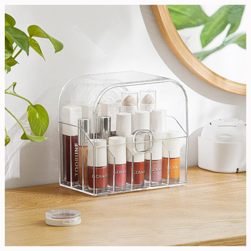 Ruj cosmetice cutie de depozitare desktop Nachuan 15 grilă din plastic transparent cu capac de praf instrument de machiaj cutie de finisare baie