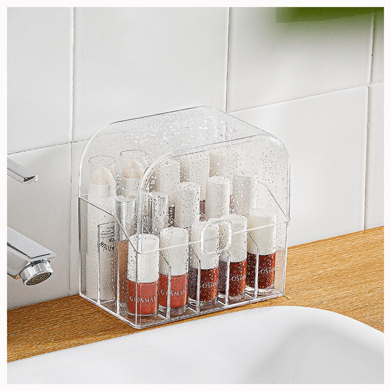 Ruj cosmetice cutie de depozitare desktop Nachuan 15 grilă din plastic transparent cu capac de praf instrument de machiaj cutie de finisare baie