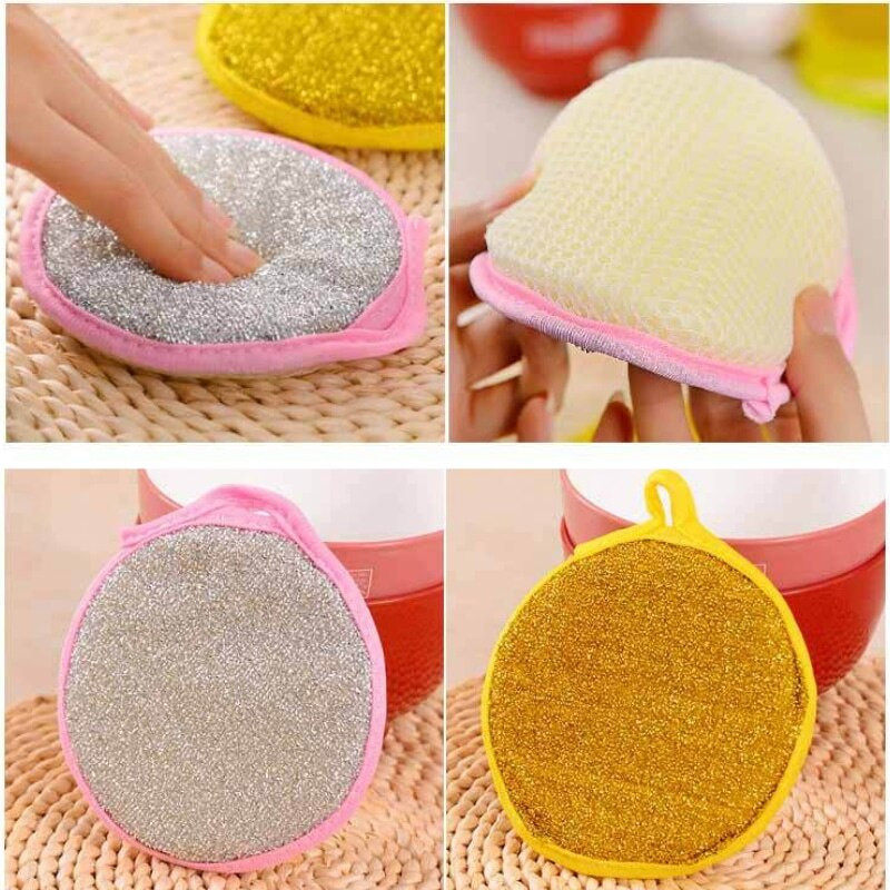 4PCS Okrugla dvostrana krpa za pranje posuđa Kuhinjska tava Lonac Čista spužva za posuđe Alat za čišćenje kućanstva Dekontaminacija Jastučić za ribanje