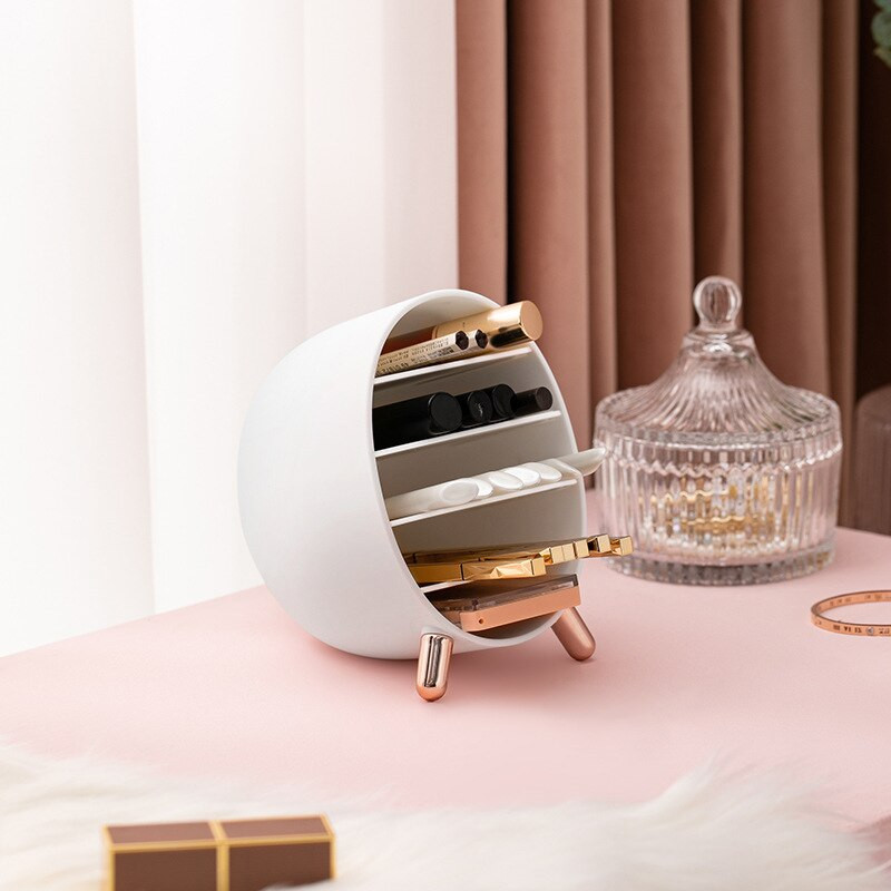 Στρογγυλό κουτί αποθήκευσης μακιγιάζ Μπάνιο Desktop Beauty Cosmetic Organizer Περιποίηση δέρματος eyeliner μολύβι φρυδιών ράφι κραγιόν Αποσπώμενο