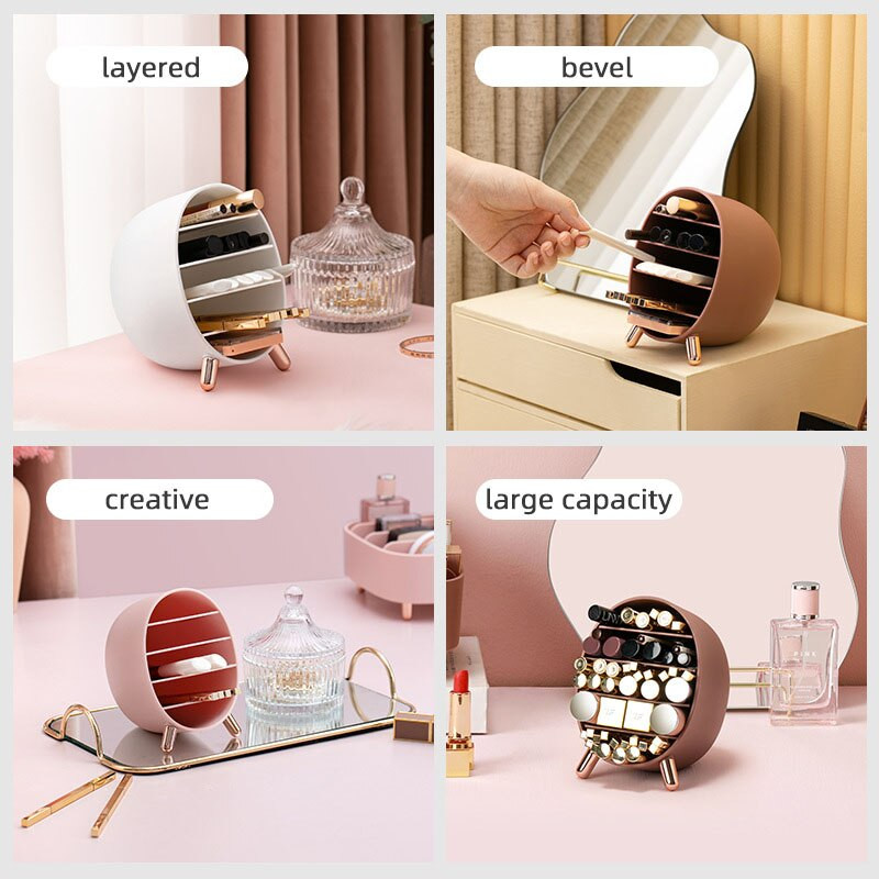 Στρογγυλό κουτί αποθήκευσης μακιγιάζ Μπάνιο Desktop Beauty Cosmetic Organizer Περιποίηση δέρματος eyeliner μολύβι φρυδιών ράφι κραγιόν Αποσπώμενο