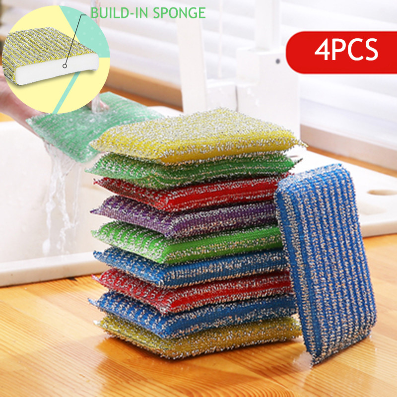 4 buc Burete de spălat vase Burete antiaderent pentru ulei de bucătărie Lavetă de curățare Prosop Perie Bol Lavetă de spălat Burete pentru vase de uz casnic