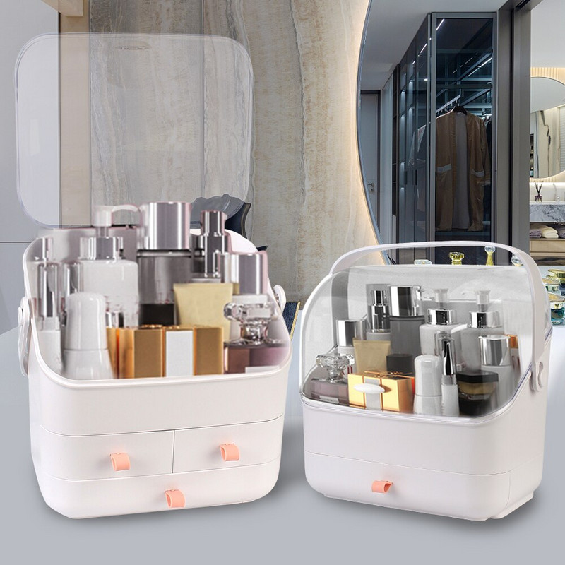 Αδιάβροχο και ανθεκτικό στη σκόνη Organizer μακιγιάζ Διάφανη θήκη περιποίησης δέρματος Πλαστικό κουτί αποθήκευσης καλλυντικών Δοχείο αποθήκευσης σπιτιού