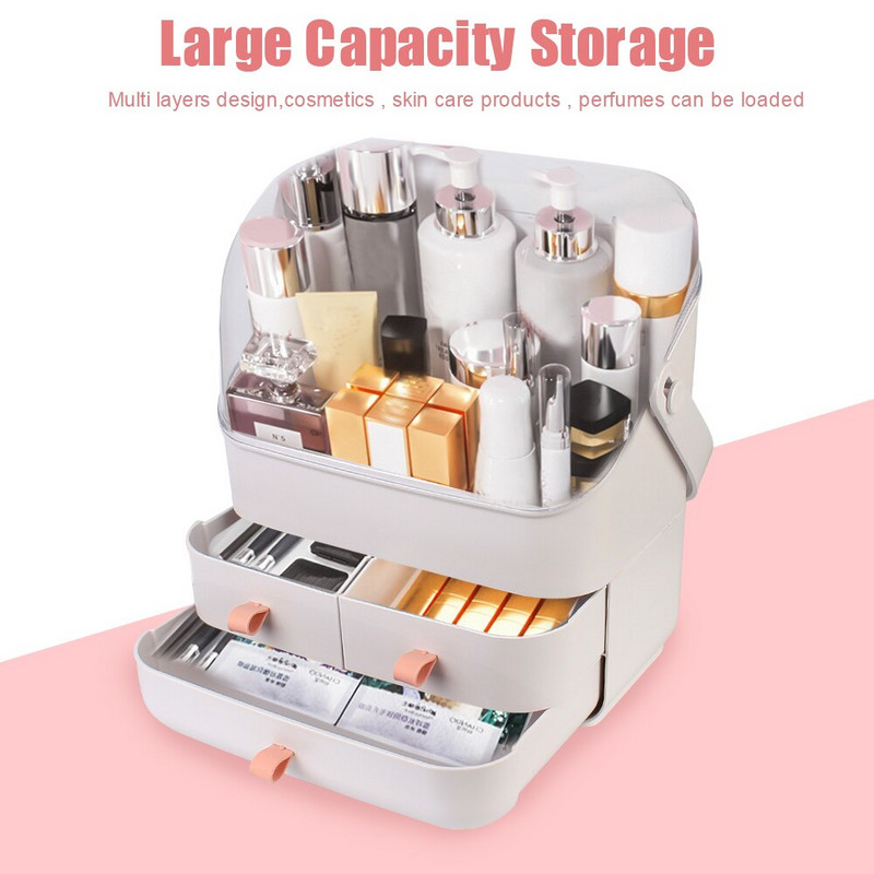 Αδιάβροχο και ανθεκτικό στη σκόνη Organizer μακιγιάζ Διάφανη θήκη περιποίησης δέρματος Πλαστικό κουτί αποθήκευσης καλλυντικών Δοχείο αποθήκευσης σπιτιού