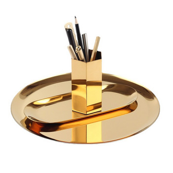 Скандинавски златен държач за писалка Ваза с шестоъгълна форма Диамант Органайзер за съхранение на четка за грим Златна ваза за цветя Метална декорация за маса