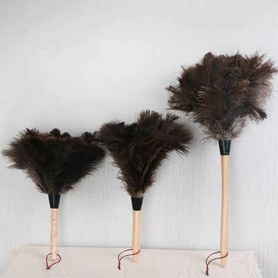 Feather Duster Wooden Handle Duster Anti-static Dust Removal Dusters Ostrich Duster Feather Fur Brush For Home Cleaning Tools