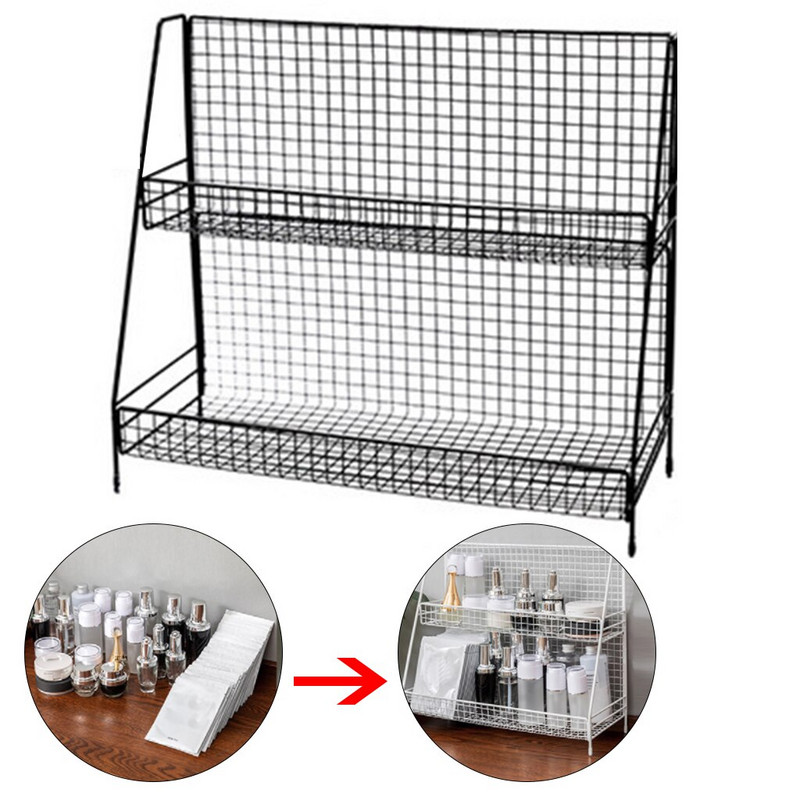 Art Iron Makeup Organizer Δύο στρώσεων Jewelry Box Cosmetic Organizer Makeup Box Κραγιόν Μακιγιάζ Αποθήκευση Τραπεζιού Μπάνιου