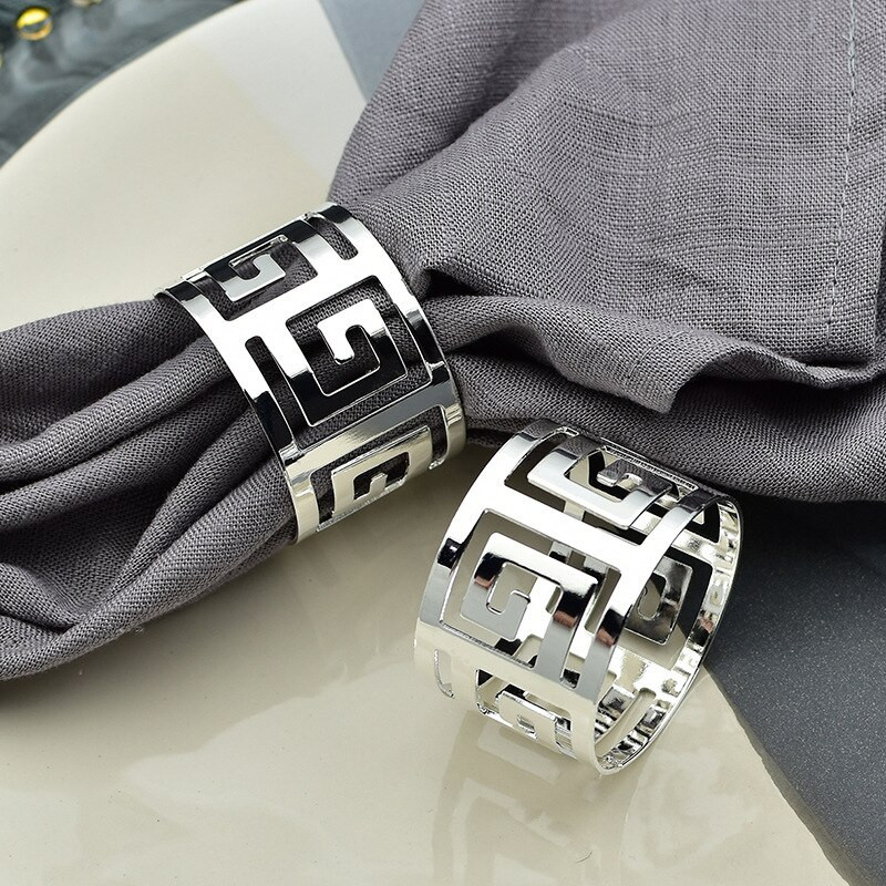 6 vnt Servetėlių žiedai Servetiniai žiedai Lydinio servetėlių laikiklis Stalinės servetėlės Dekoratyviniai stovi vakarėlio stalo dekoravimo priedai