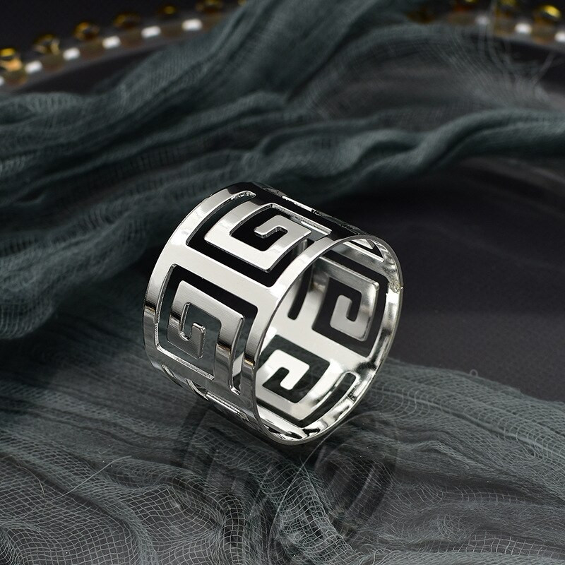 6 vnt Servetėlių žiedai Servetiniai žiedai Lydinio servetėlių laikiklis Stalinės servetėlės Dekoratyviniai stovi vakarėlio stalo dekoravimo priedai