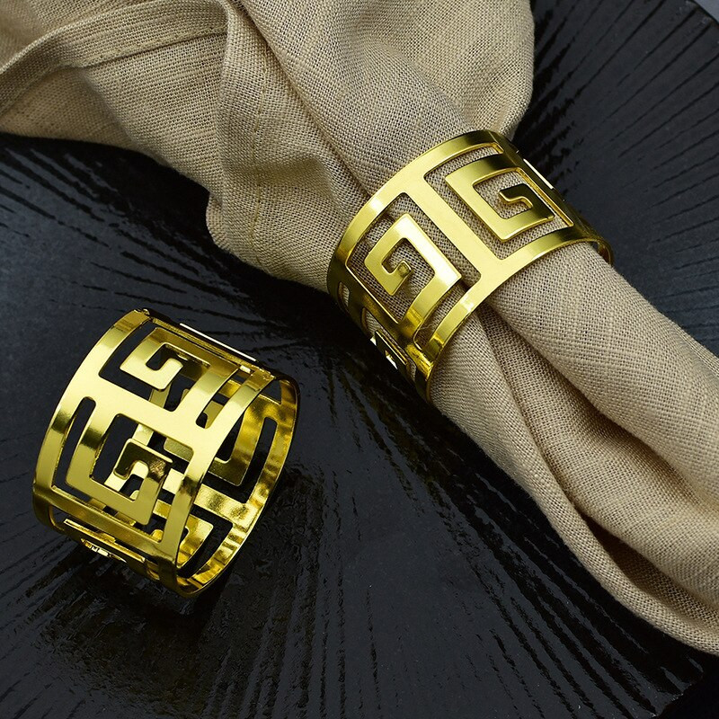 6 vnt Servetėlių žiedai Servetiniai žiedai Lydinio servetėlių laikiklis Stalinės servetėlės Dekoratyviniai stovi vakarėlio stalo dekoravimo priedai