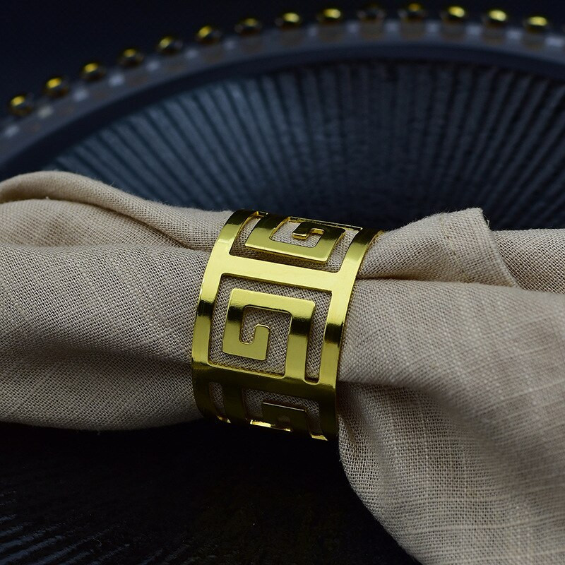 6 vnt Servetėlių žiedai Servetiniai žiedai Lydinio servetėlių laikiklis Stalinės servetėlės Dekoratyviniai stovi vakarėlio stalo dekoravimo priedai