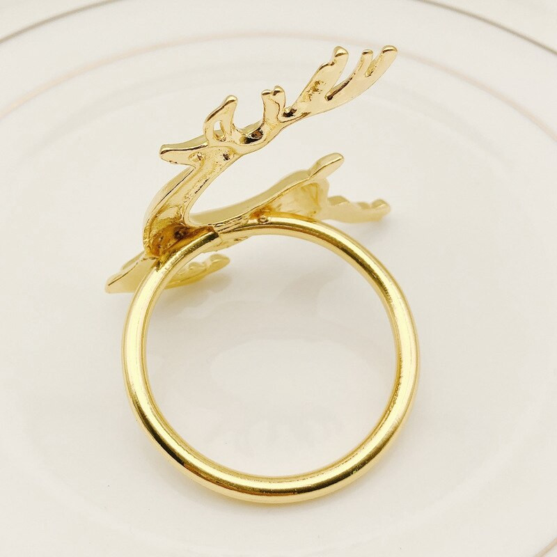 12Pcs Božić Elk Jelen Prstenovi za salvete Zlatna legura Kopča za salvete Držač prstena za salvete Hotelski restoran Svadbeni stol za večeru De