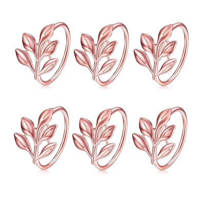 Dvianna 6 τεμάχια Rose Flower Θήκη για χαρτοπετσέτες με λουλούδια στρας Δαχτυλίδια για το γάμο της μητέρας Διακόσμηση τραπεζιού HWM04