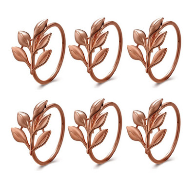 Dvianna 6 τεμάχια Rose Flower Θήκη για χαρτοπετσέτες με λουλούδια στρας Δαχτυλίδια για το γάμο της μητέρας Διακόσμηση τραπεζιού HWM04