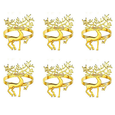 Dvianna 6 τεμάχια Rose Flower Θήκη για χαρτοπετσέτες με λουλούδια στρας Δαχτυλίδια για το γάμο της μητέρας Διακόσμηση τραπεζιού HWM04