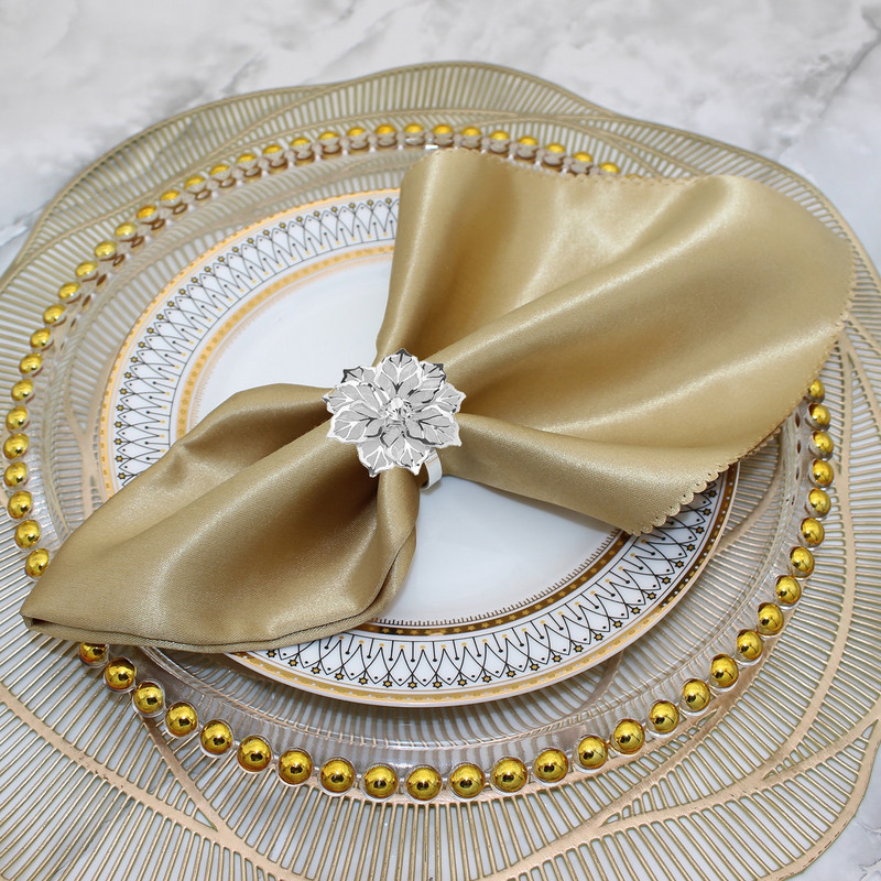 Dvianna 6 τεμάχια Rose Flower Θήκη για χαρτοπετσέτες με λουλούδια στρας Δαχτυλίδια για το γάμο της μητέρας Διακόσμηση τραπεζιού HWM04